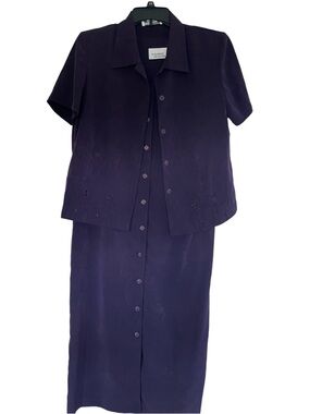 Elegant Purple Button-Front Dress Set